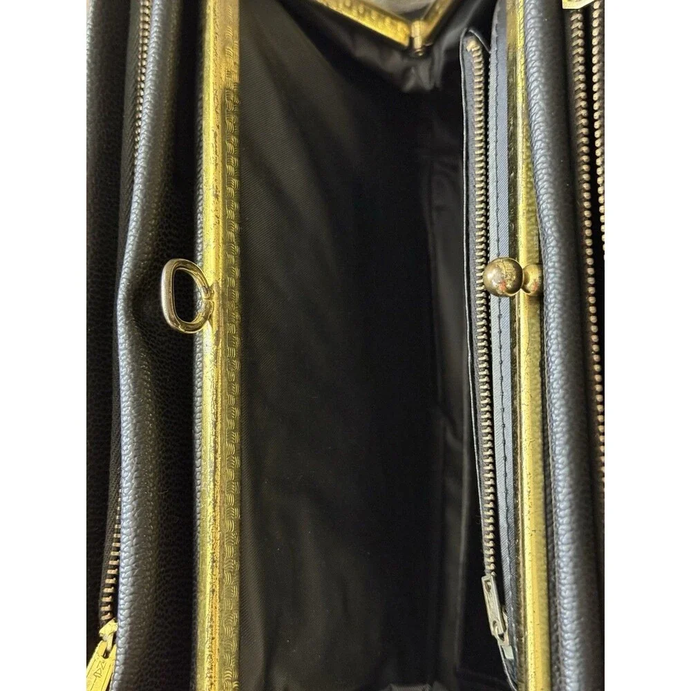 Vintage Leather Black Handbag Satchel by Ever Right 1960s
